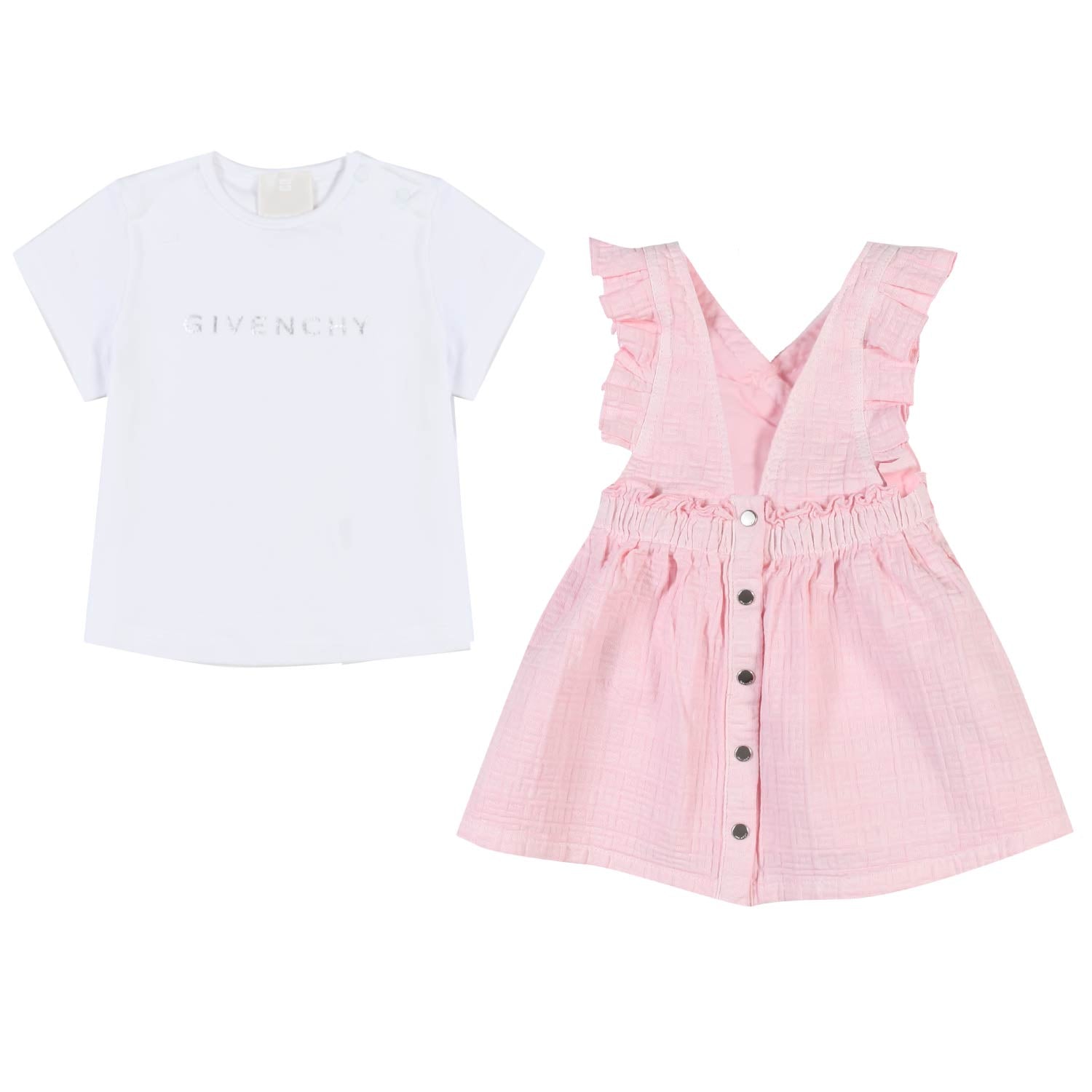 GONNA SALOPETTE ROSA CON T-SHIRT BIANCA BIMBA - annameglio.com abbigliamento moda