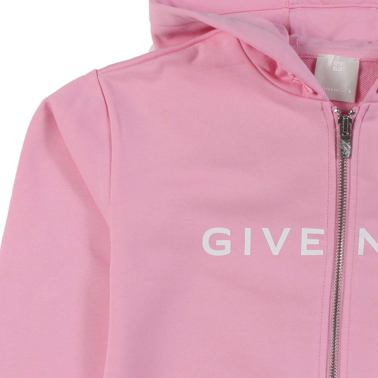 FELPA ROSA CON CAPPUCCIO E LOGHI BIANCHI TEENAGER - annameglio.com abbigliamento moda