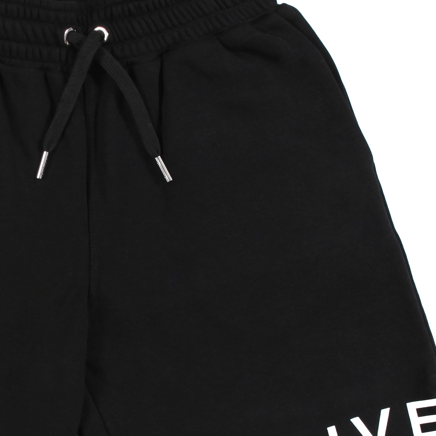 BERMUDA UNISEX IN FELPA NERO CON LOGHI BIANCHI - annameglio.com abbigliamento moda