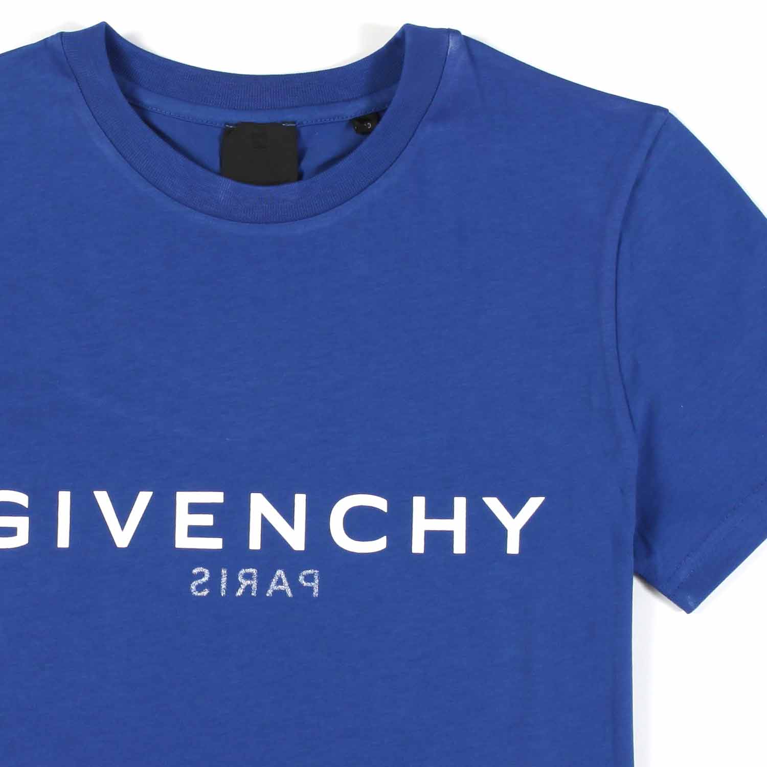 T-SHIRT UNISEX BLU INDACO CON LOGHI BIANCHI - annameglio.com abbigliamento moda