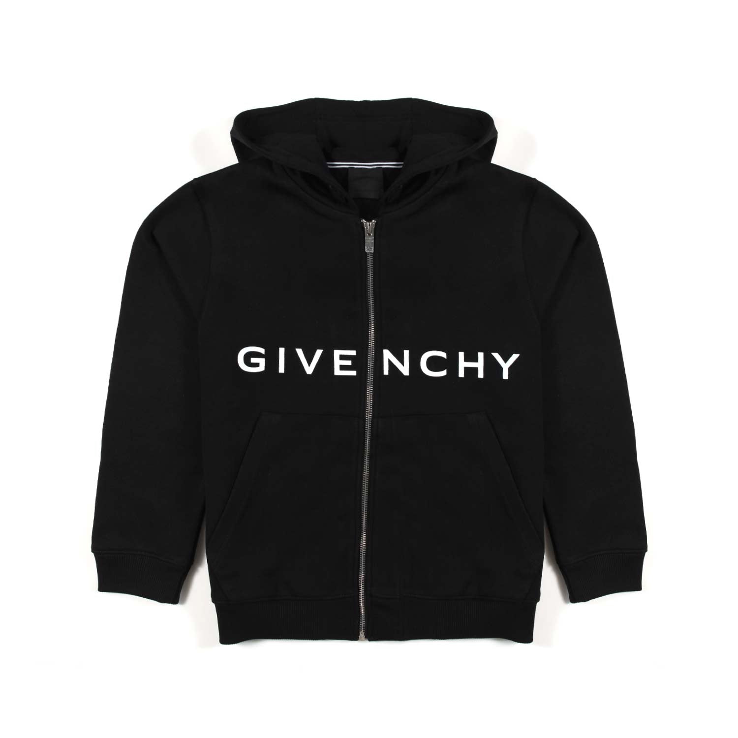 FELPA NERA UNISEX CON CAPPUCCIO E LOGHI BIANCHI - annameglio.com abbigliamento moda