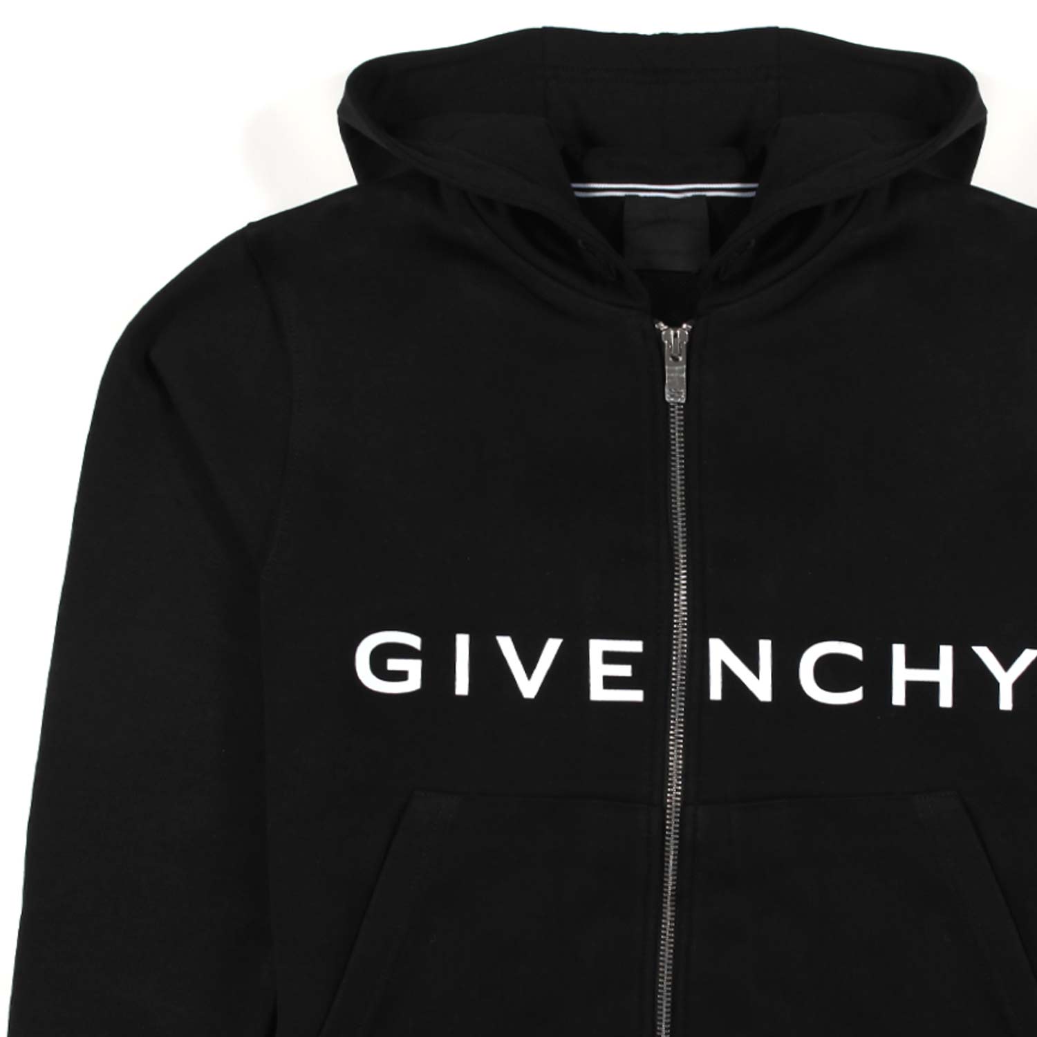 FELPA NERA UNISEX CON CAPPUCCIO E LOGHI BIANCHI - annameglio.com abbigliamento moda