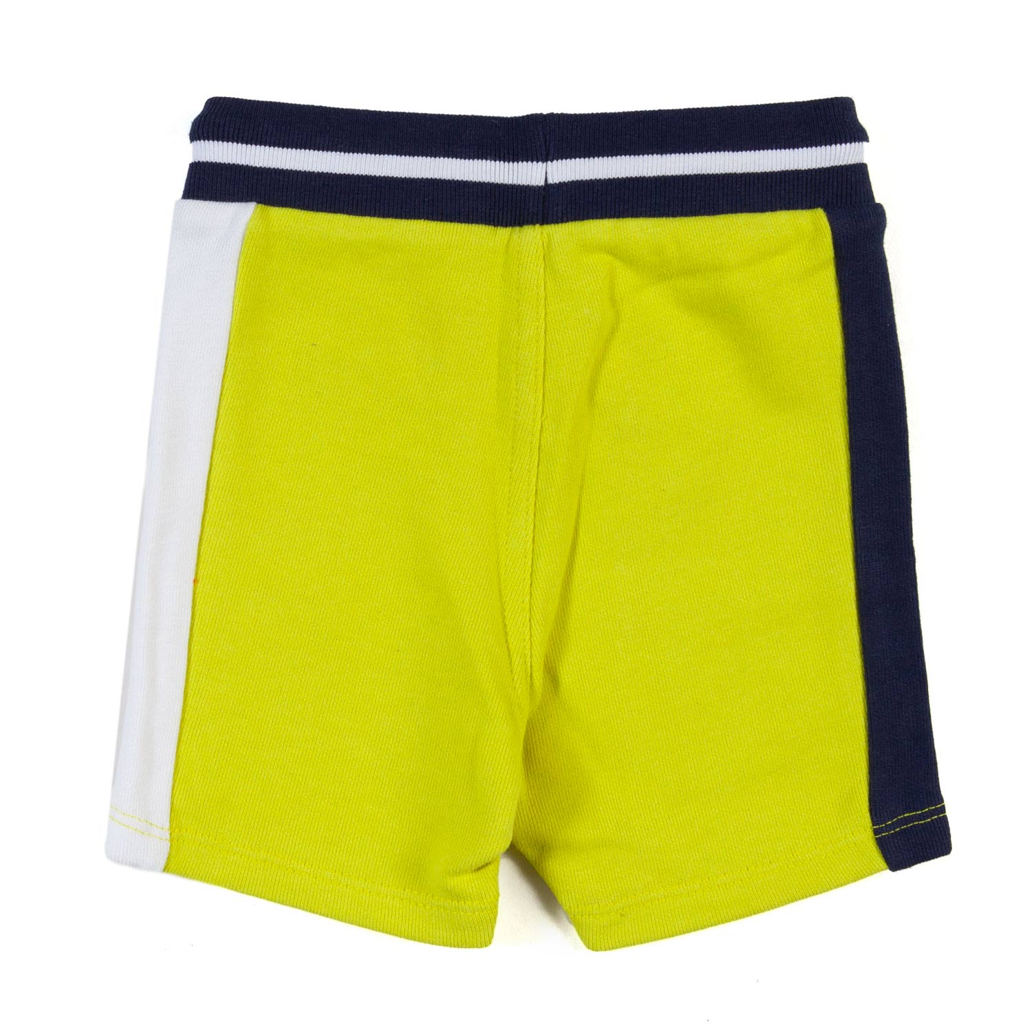 SHORTS FELPA GIALLO CON FASCE BLU E BIANCHE BIMBO - annameglio.com abbigliamento moda