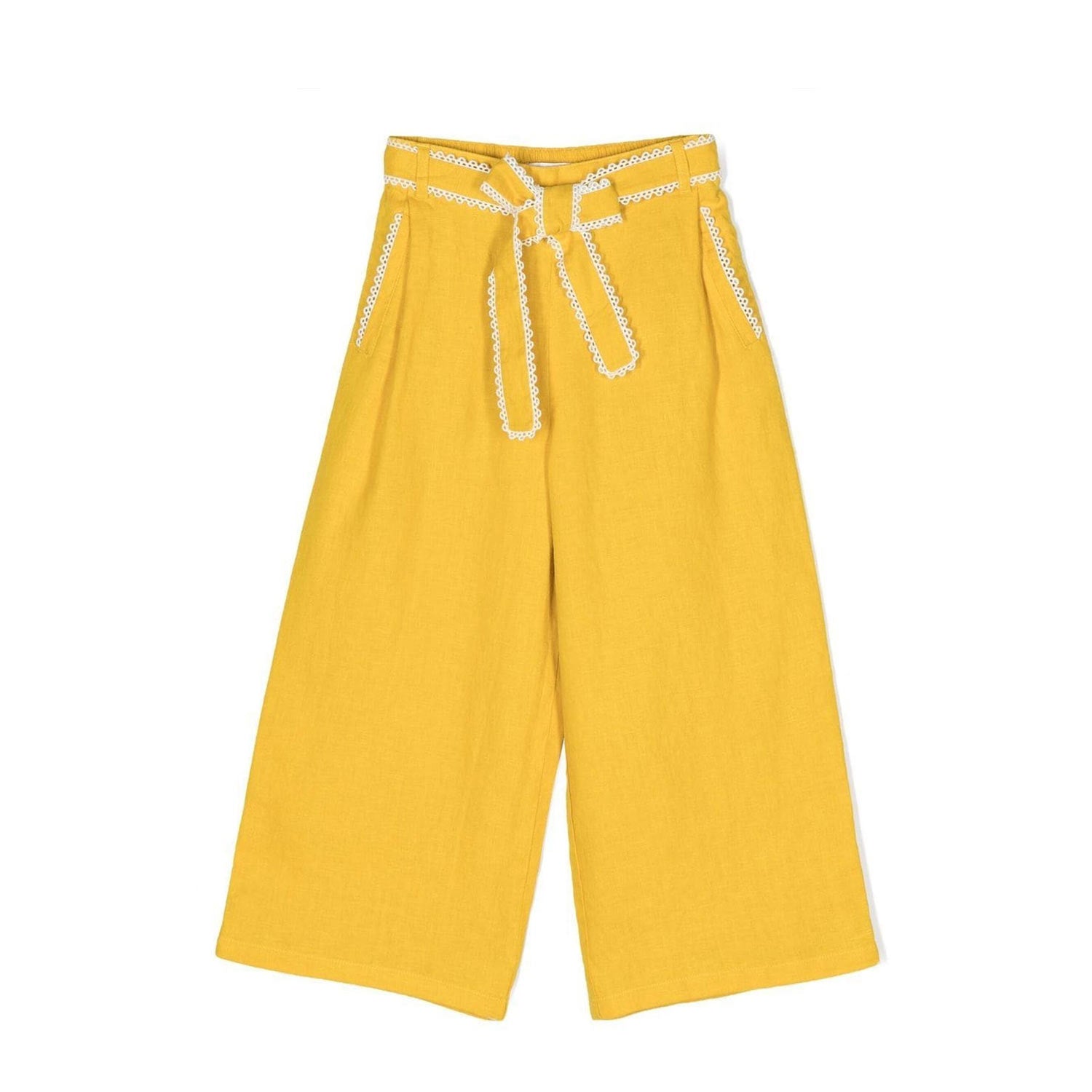PANTALONE LINO SVASATO GIALLO BAMBINA E TEENAGER - annameglio.com abbigliamento moda