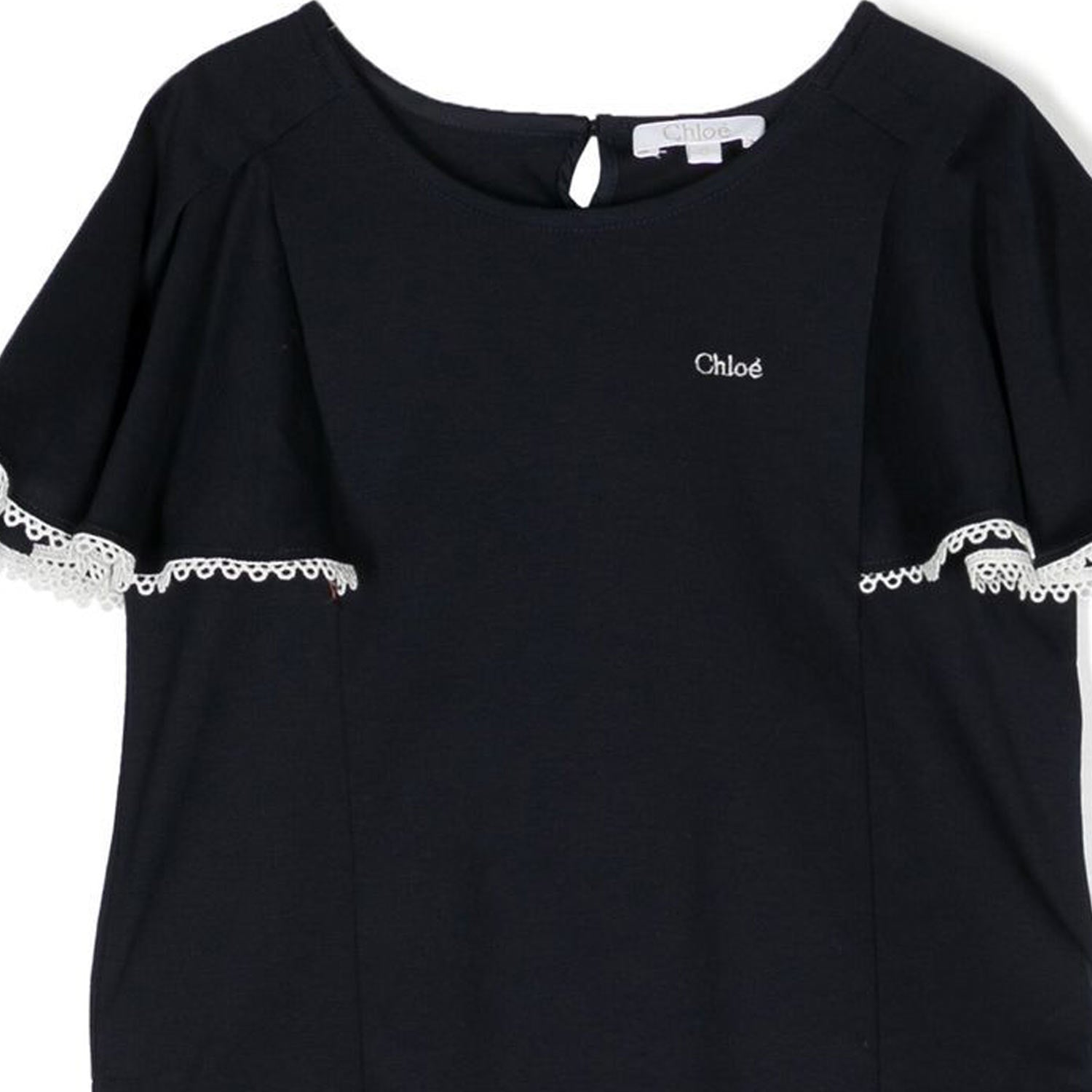 T-SHIRT BLU NAVY CON BORDI GUIPURE - annameglio.com abbigliamento moda