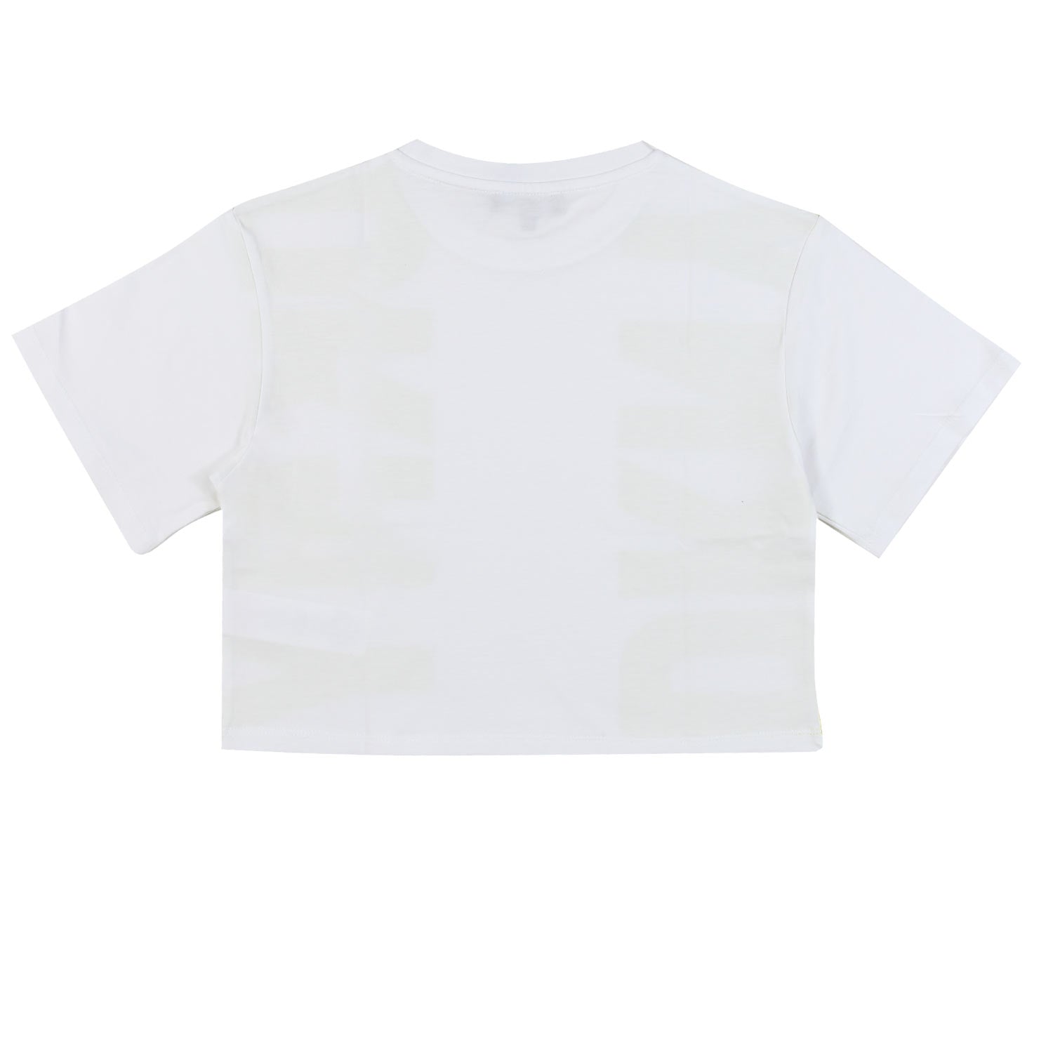 T-SHIRT CROPPED BIANCA CON LOGHI LIME - annameglio.com abbigliamento moda