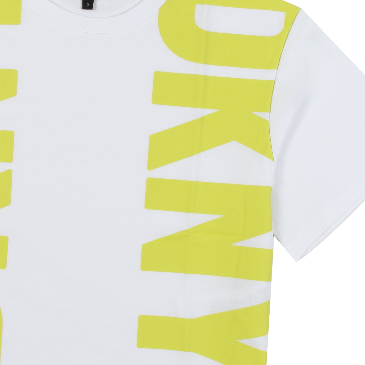 T-SHIRT CROPPED BIANCA CON LOGHI LIME - annameglio.com abbigliamento moda