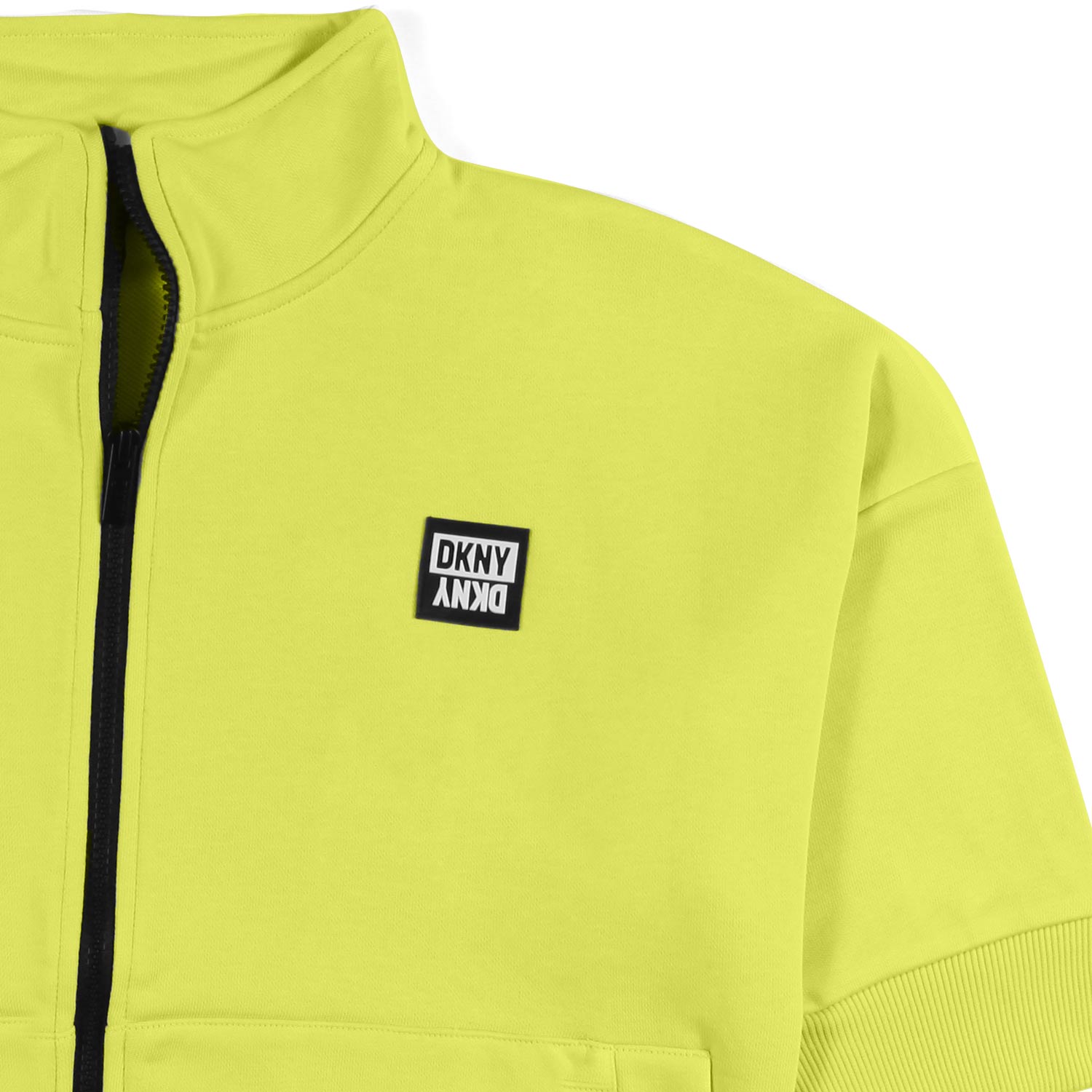 FELPA GIALLO FLUO CON LOGO NERO E ZIP BAMBINA TEEN - annameglio.com abbigliamento moda