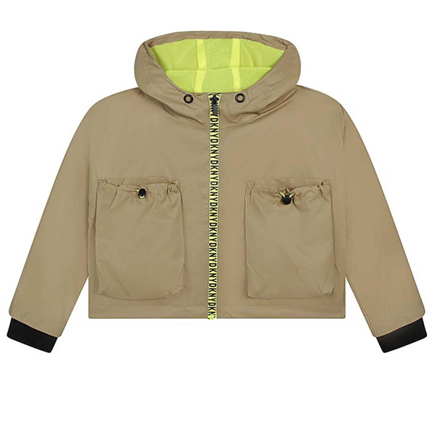 GIUBBINO CROPPED VERDE OLIVA E GIALLO FLUO - annameglio.com abbigliamento moda