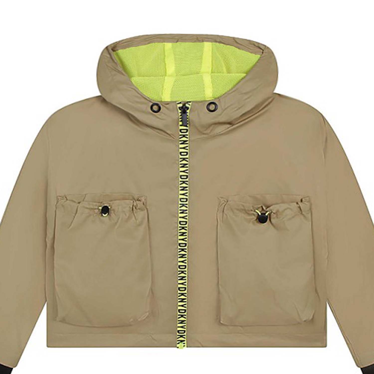 GIUBBINO CROPPED VERDE OLIVA E GIALLO FLUO - annameglio.com abbigliamento moda