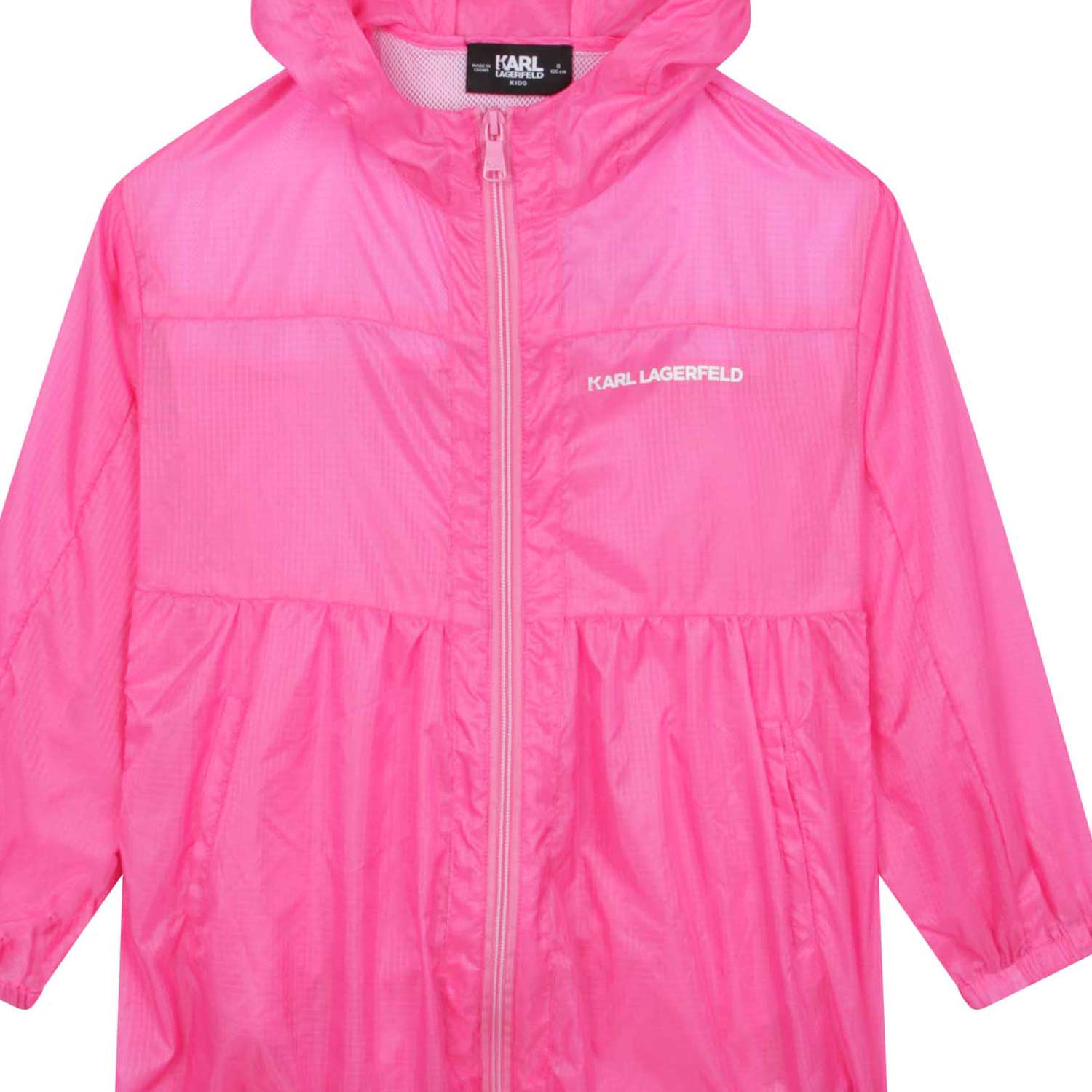 IMPERMEABILE ROSA FLUO CON LOGHI BIANCHI - annameglio.com abbigliamento moda