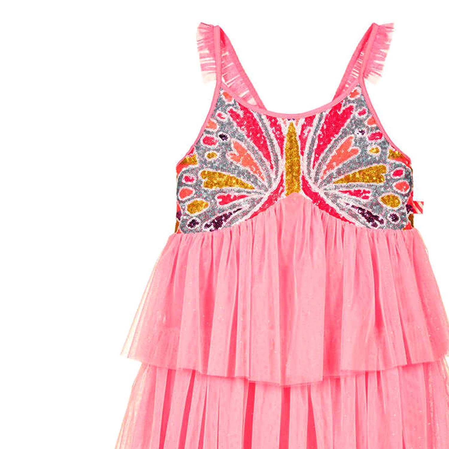 ABITO TULLE ROSA FLUO CON PAILLETTES BAMBINA - annameglio.com abbigliamento moda