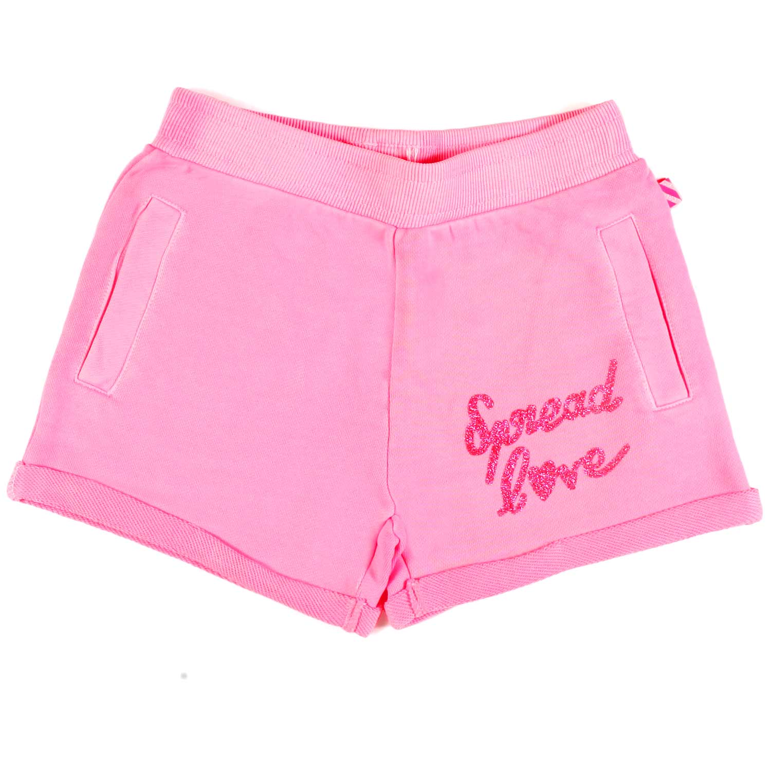 SHORTS FELPA ROSA CON STAMPA GLITTER BAMBINA - annameglio.com abbigliamento moda
