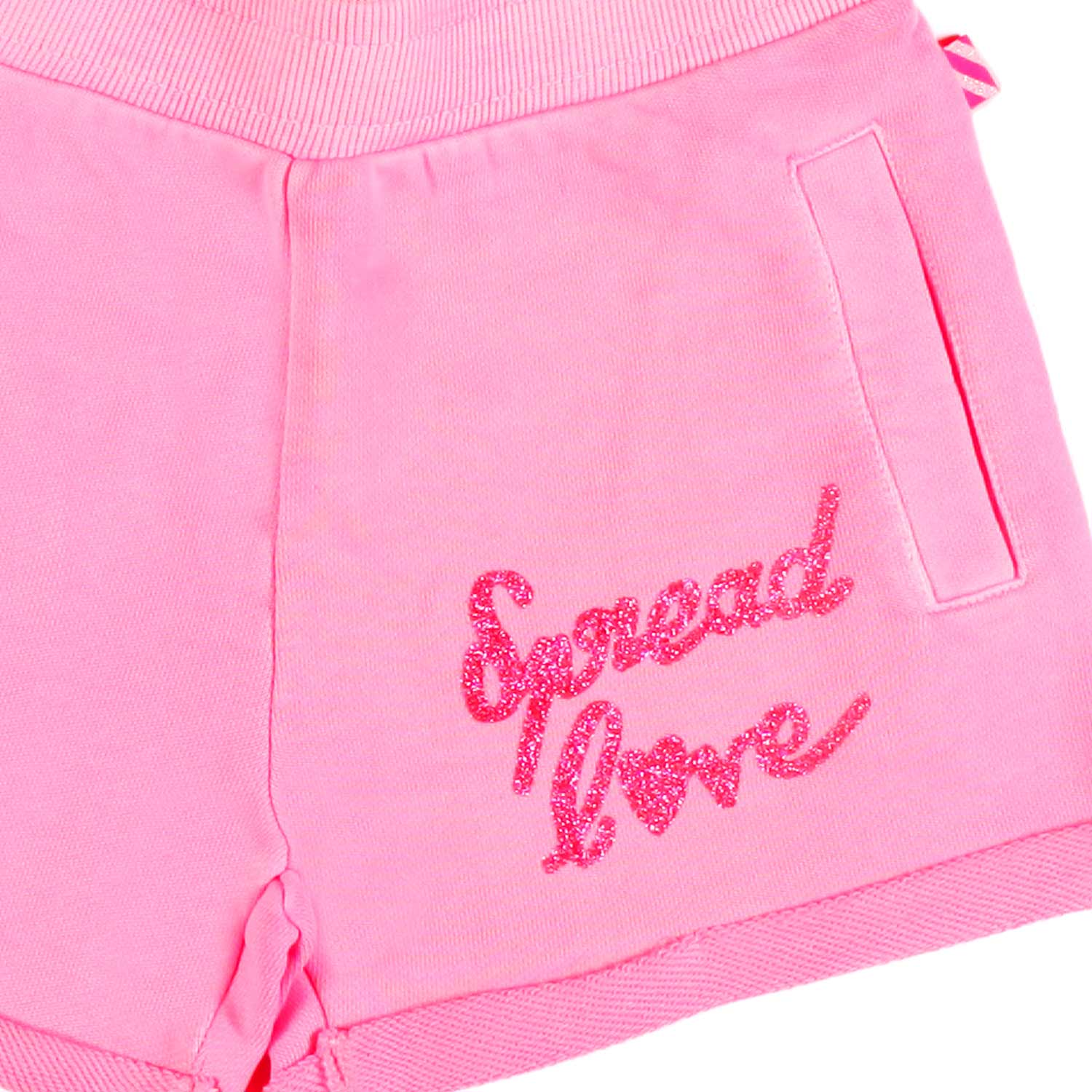 SHORTS FELPA ROSA CON STAMPA GLITTER BAMBINA - annameglio.com abbigliamento moda