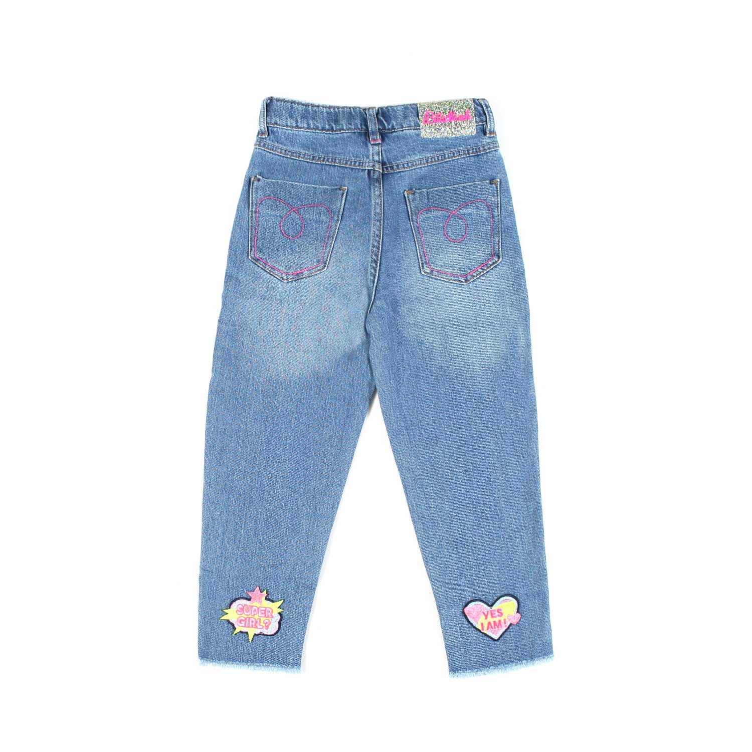 JEANS CHIARO CON PATCH FLUO BAMBINA - annameglio.com abbigliamento moda