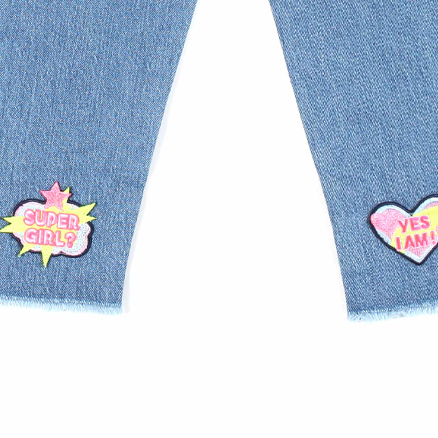 JEANS CHIARO CON PATCH FLUO BAMBINA - annameglio.com abbigliamento moda