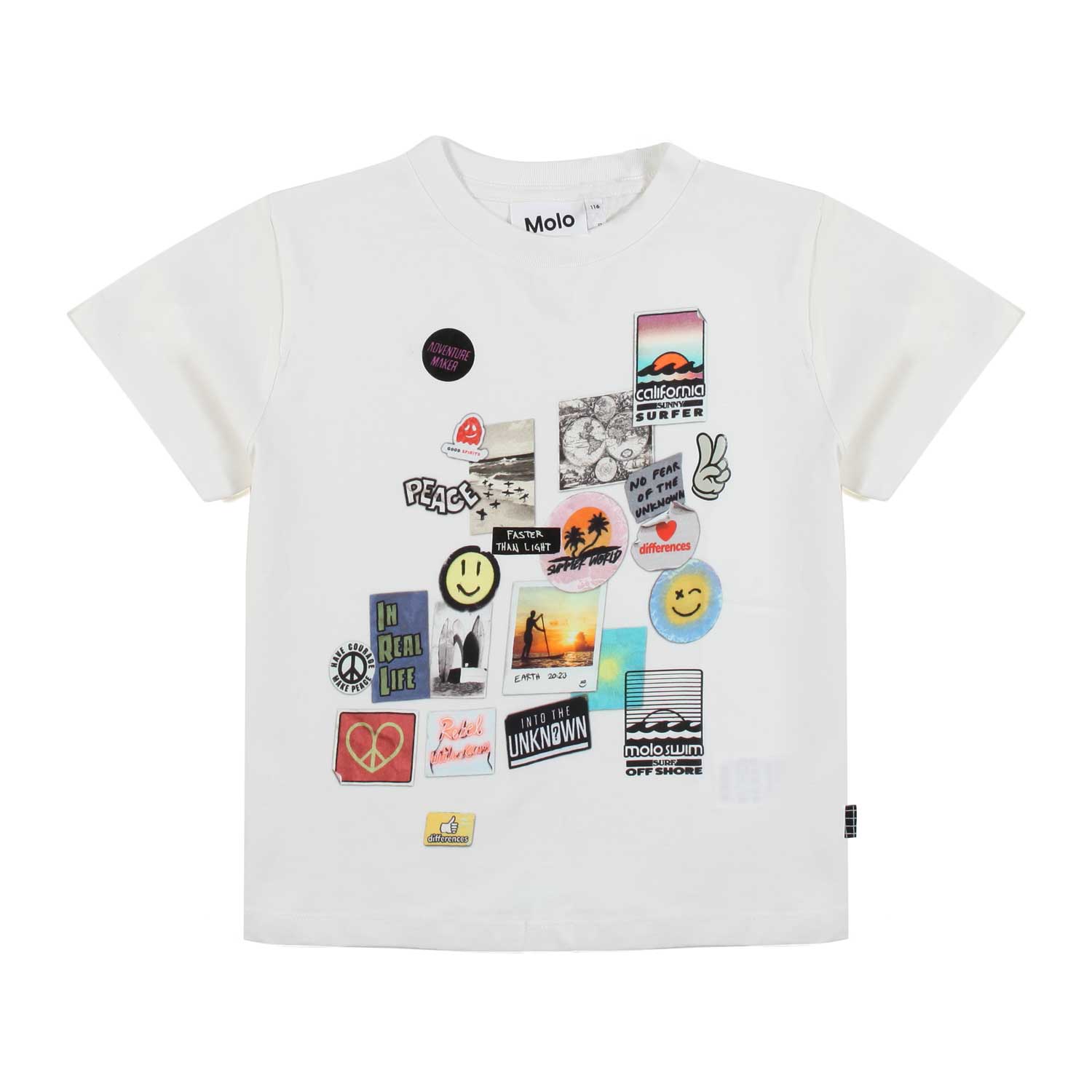 T-SHIRT UNISEX BIANCA CON STICKERS MULTICOLOR - annameglio.com abbigliamento moda