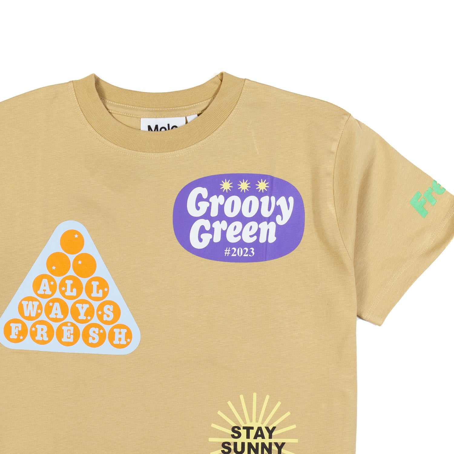 T-SHIRT UNISEX FRUIT STICKERS GIALLO OCRA - annameglio.com abbigliamento moda