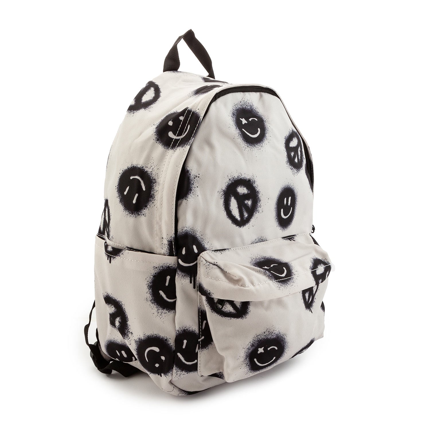ZAINO UNISEX PEACE SMILE BIANCO E NERO - annameglio.com abbigliamento moda