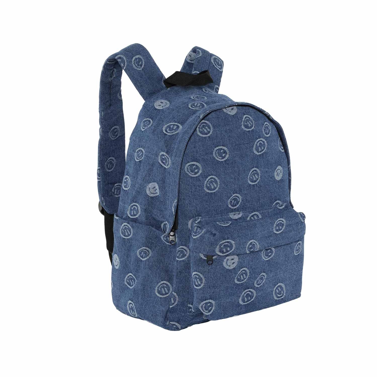ZAINO UNISEX HAPPINESS BLU CON TASCA LAPTOP - annameglio.com abbigliamento moda