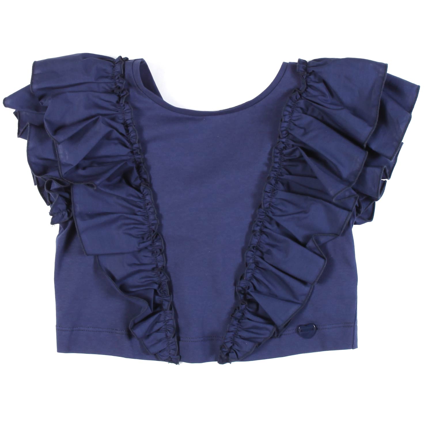 TOP CROPPED BLU NAVY CON ROUCHES - annameglio.com abbigliamento moda