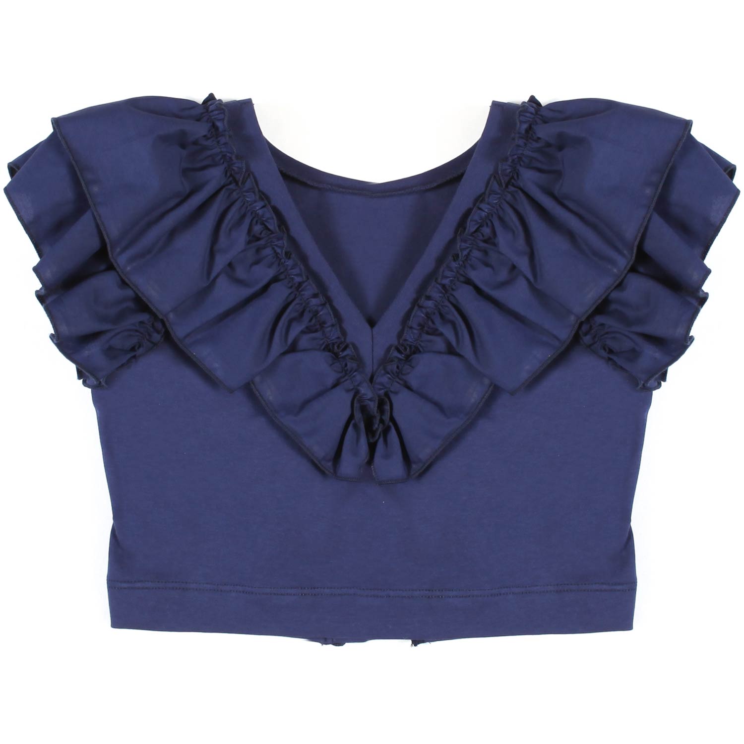 TOP CROPPED BLU NAVY CON ROUCHES - annameglio.com abbigliamento moda