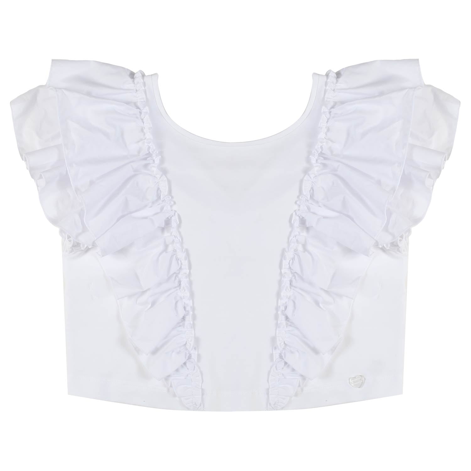 TOP CROPPED BIANCO CON ROUCHES - annameglio.com abbigliamento moda