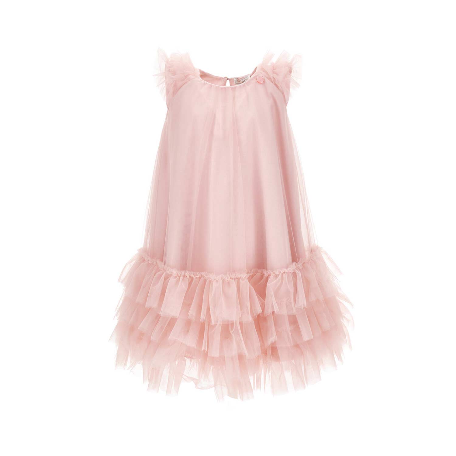 ABITO TULLE ROSA CON BALZE E ROUCHES BAMBINA - annameglio.com abbigliamento moda
