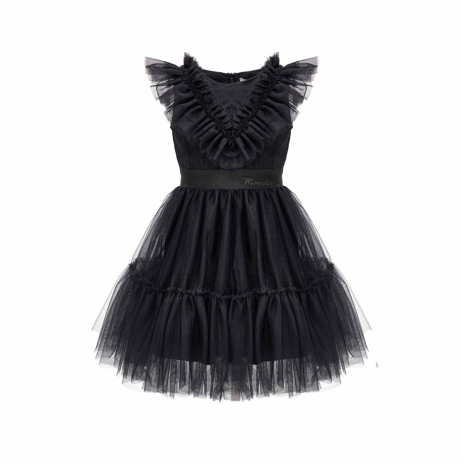 ABITO TULLE NERO CON ROUCHES BAMBINA E RAGAZZA - annameglio.com abbigliamento moda