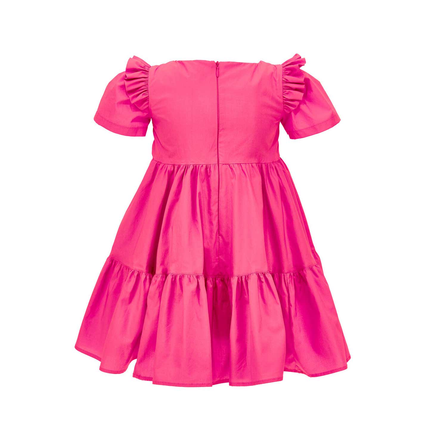 ABITO FUCSIA CON BALZE E GALETTE BAMBINA - annameglio.com abbigliamento moda