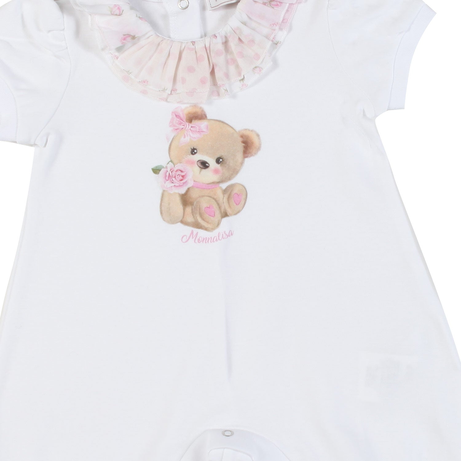PAGLIACCETTO BIANCO E ROSA CON TEDDY BEAR NEONATA - annameglio.com abbigliamento moda