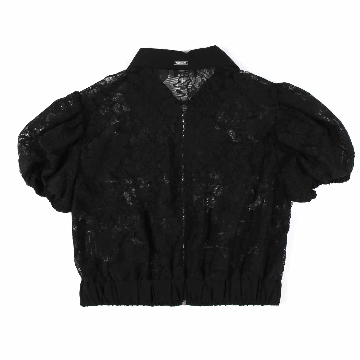 CAMICIA NERA IN PIZZO CON ZIP BAMBINA E TEENAGER - annameglio.com abbigliamento moda