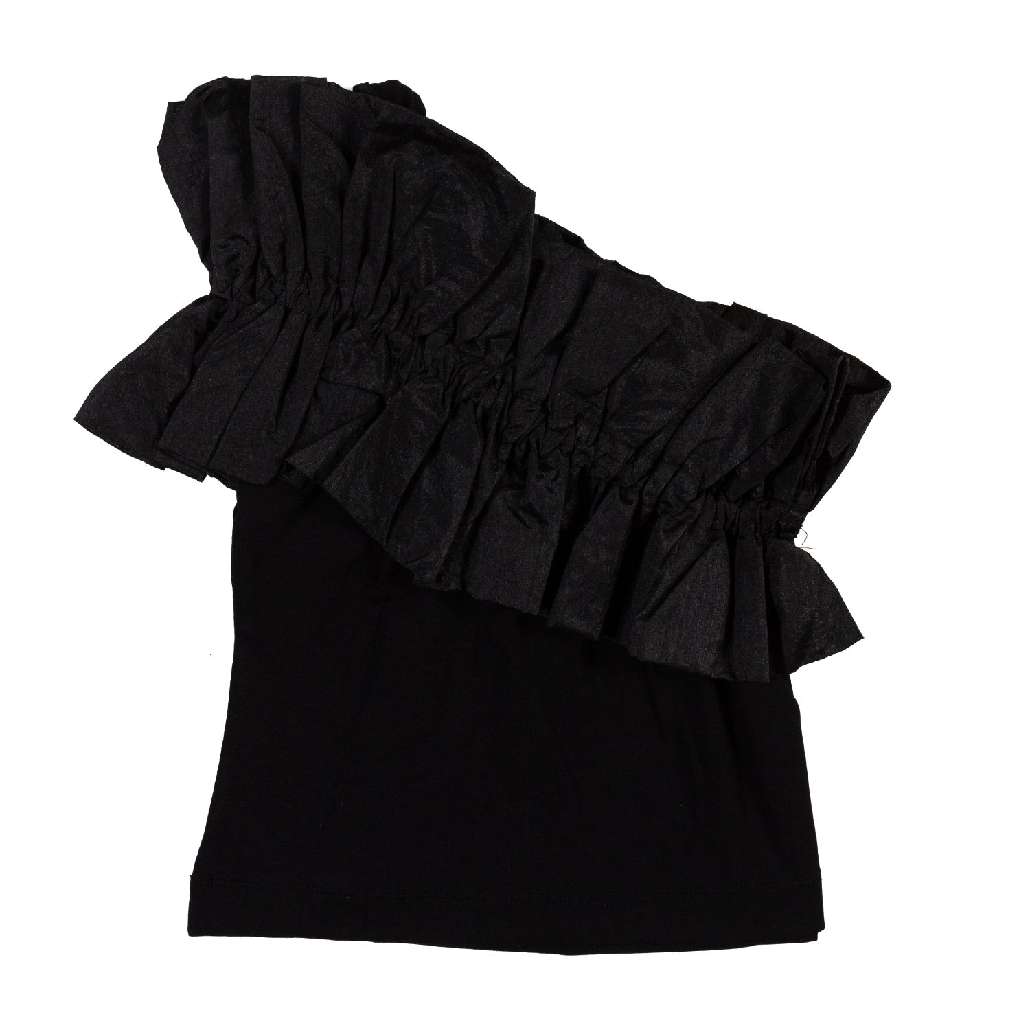 TOP MONOSPALLA NERO MAXIROUCHE BAMBINA E RAGAZZA - annameglio.com abbigliamento moda