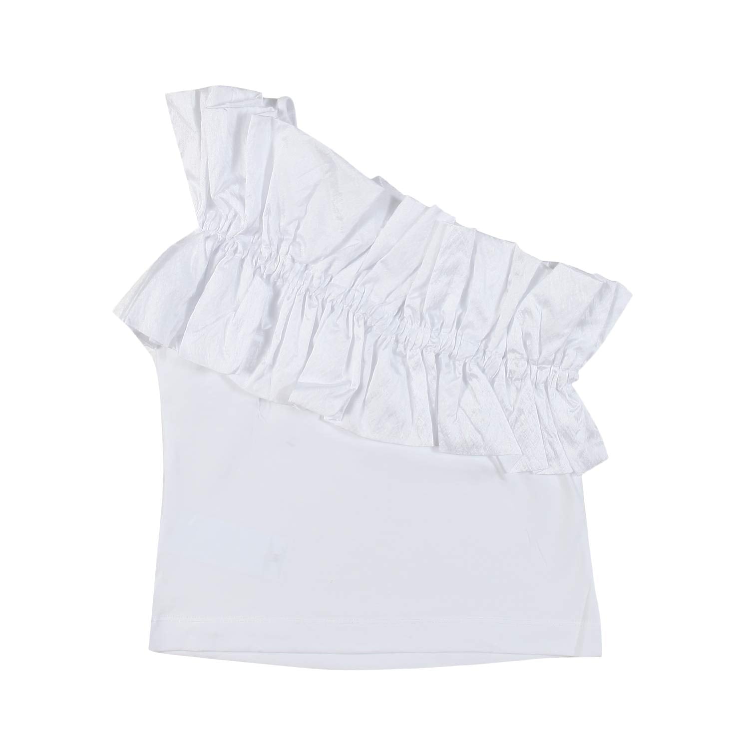 TOP MONOSPALLA BIANCO MAXIROUCHE BAMBINA E RAGAZZA - annameglio.com abbigliamento moda