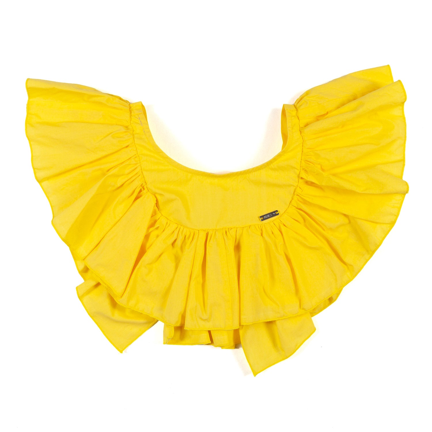 TOP CROPPED GIALLO CON VOLANTS BAMBINA - annameglio.com abbigliamento moda