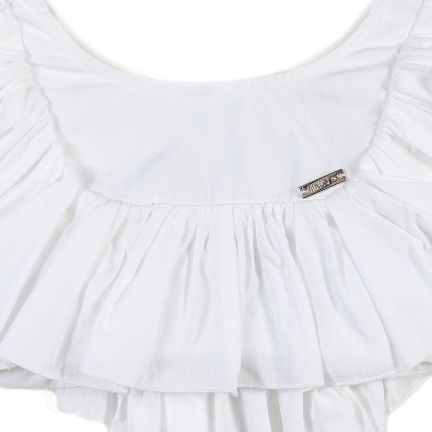 TOP CROPPED BIANCO CON VOLANTS BAMBINA - annameglio.com abbigliamento moda
