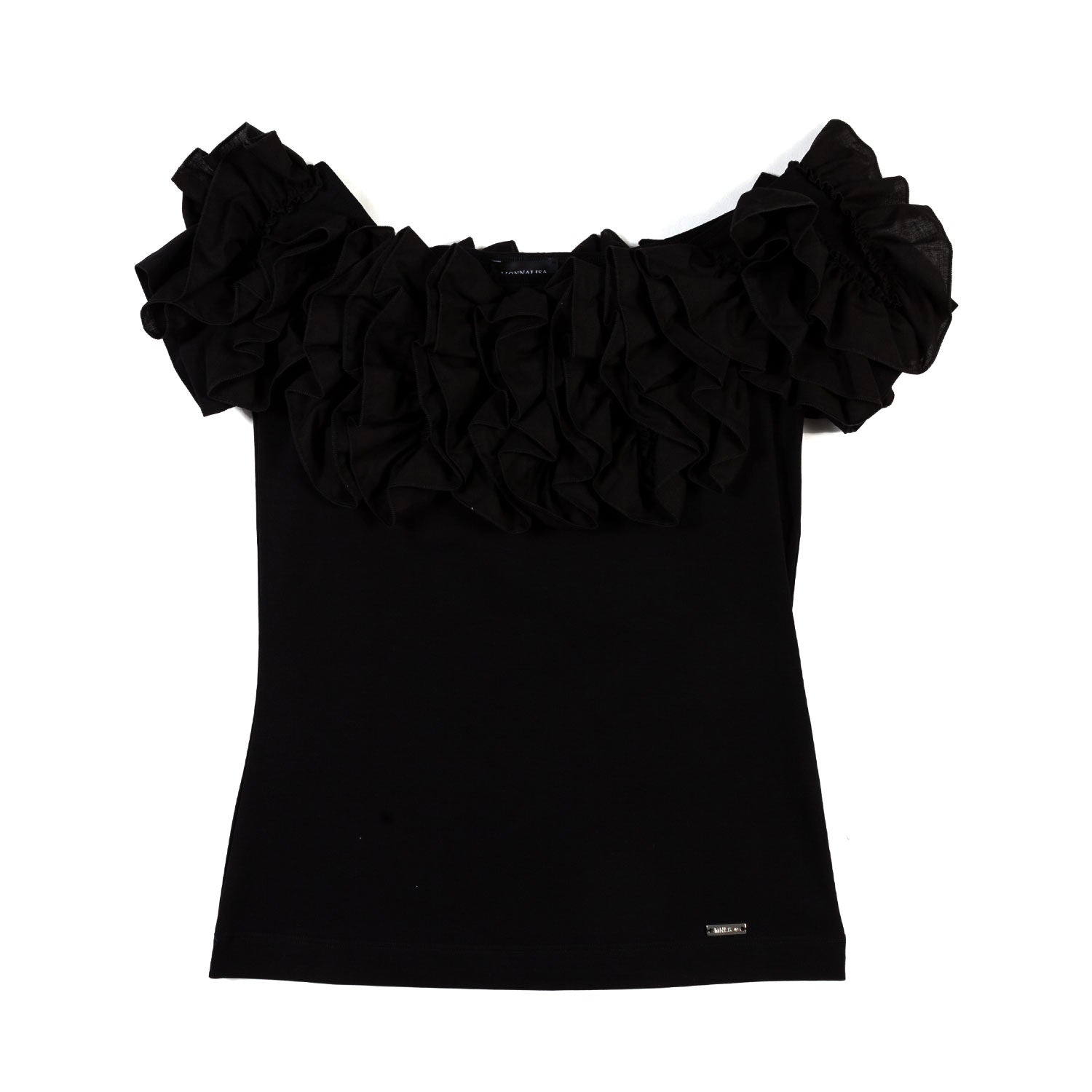 TOP FROU FROU NERO CON GALETTE - annameglio.com abbigliamento moda