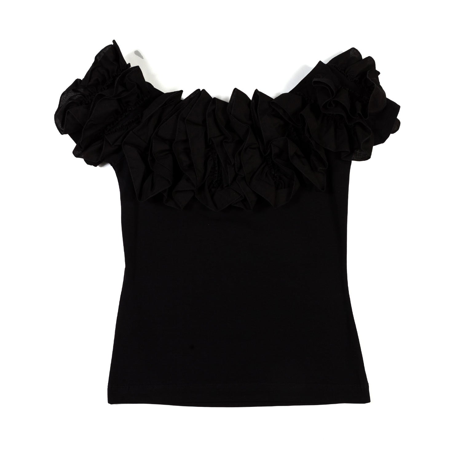 TOP FROU FROU NERO CON GALETTE - annameglio.com abbigliamento moda