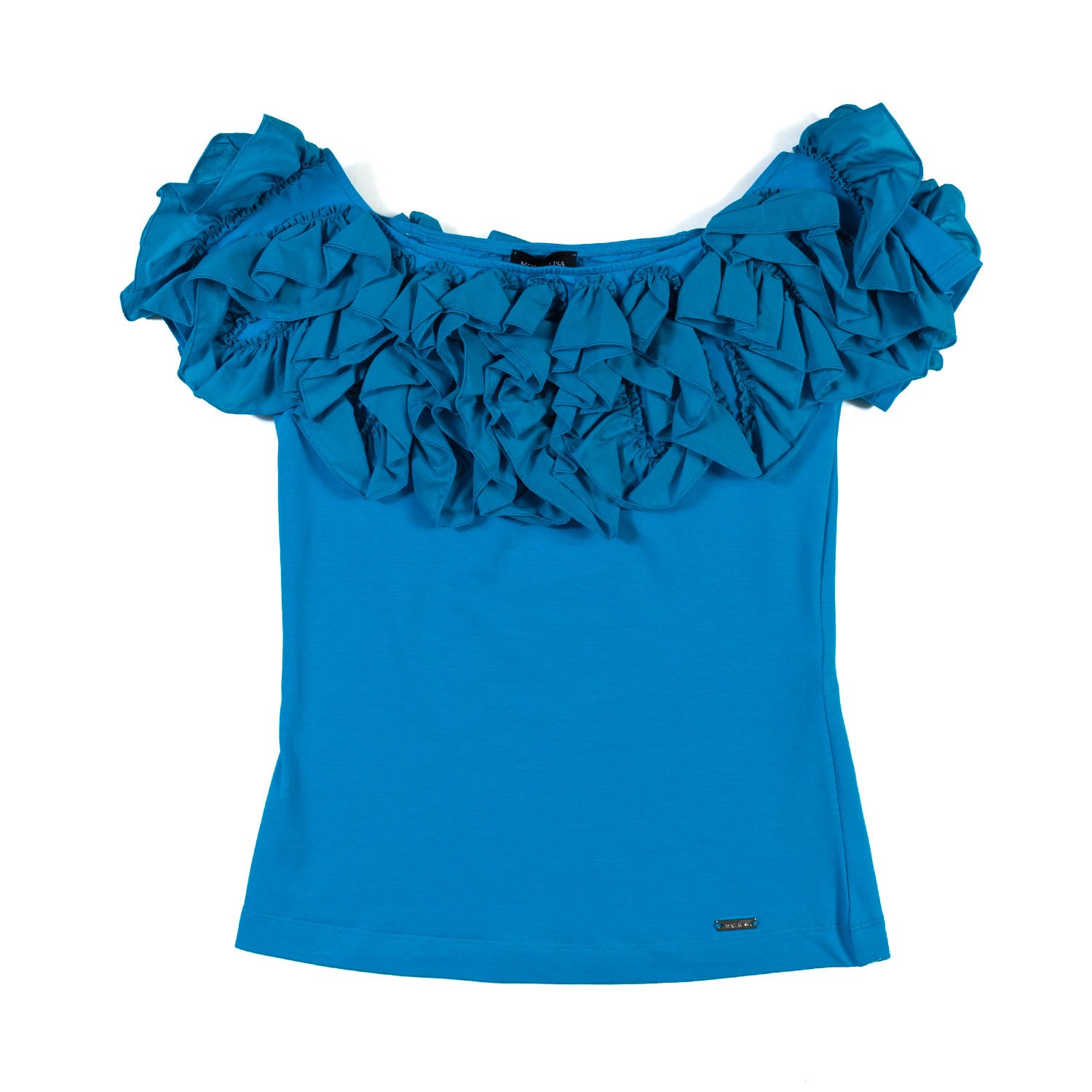 TOP FROU FROU TURCHESE CON GALETTE - annameglio.com abbigliamento moda