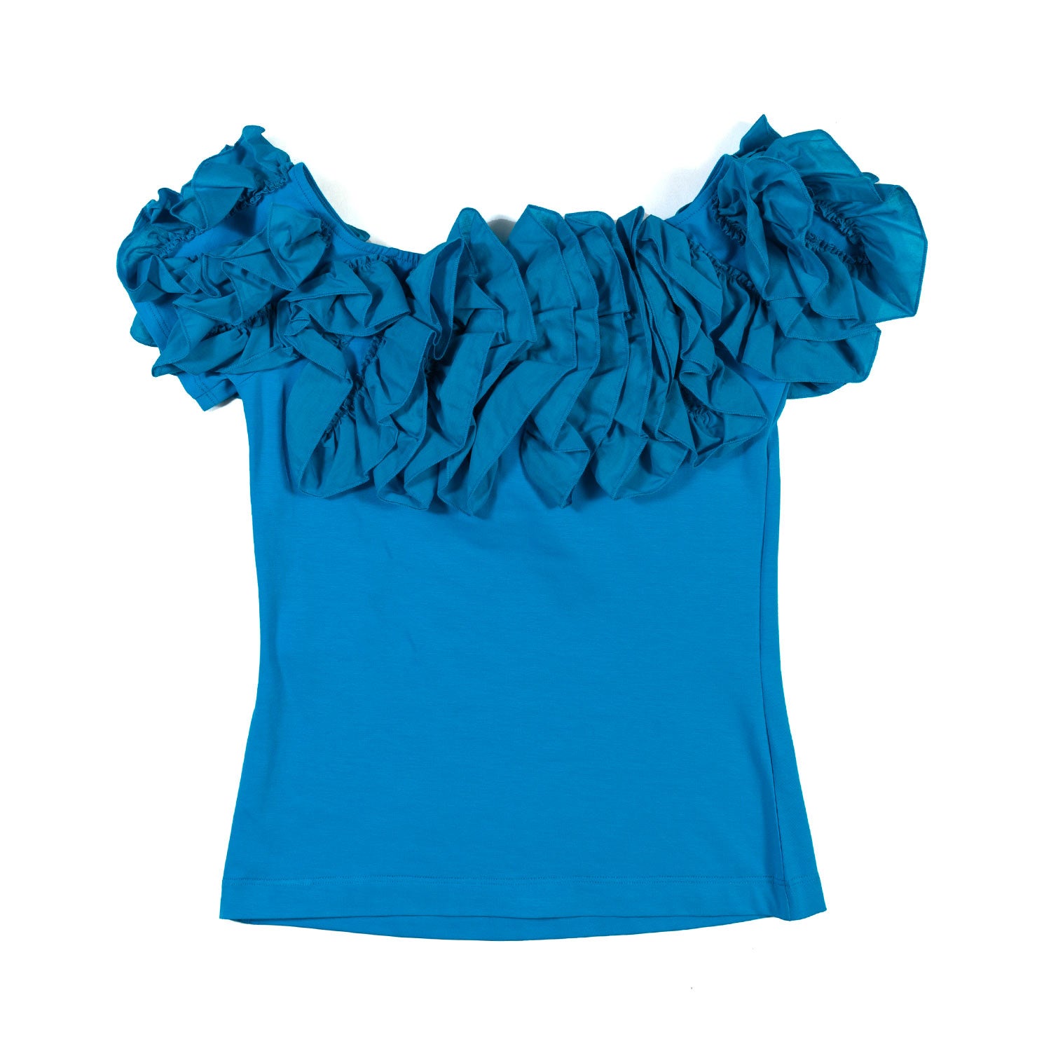 TOP FROU FROU TURCHESE CON GALETTE - annameglio.com abbigliamento moda