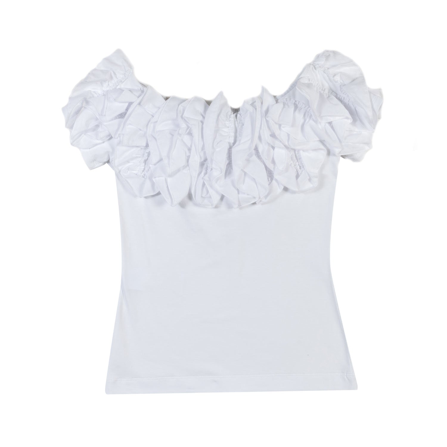 TOP FROU FROU BIANCO CON GALETTE - annameglio.com abbigliamento moda