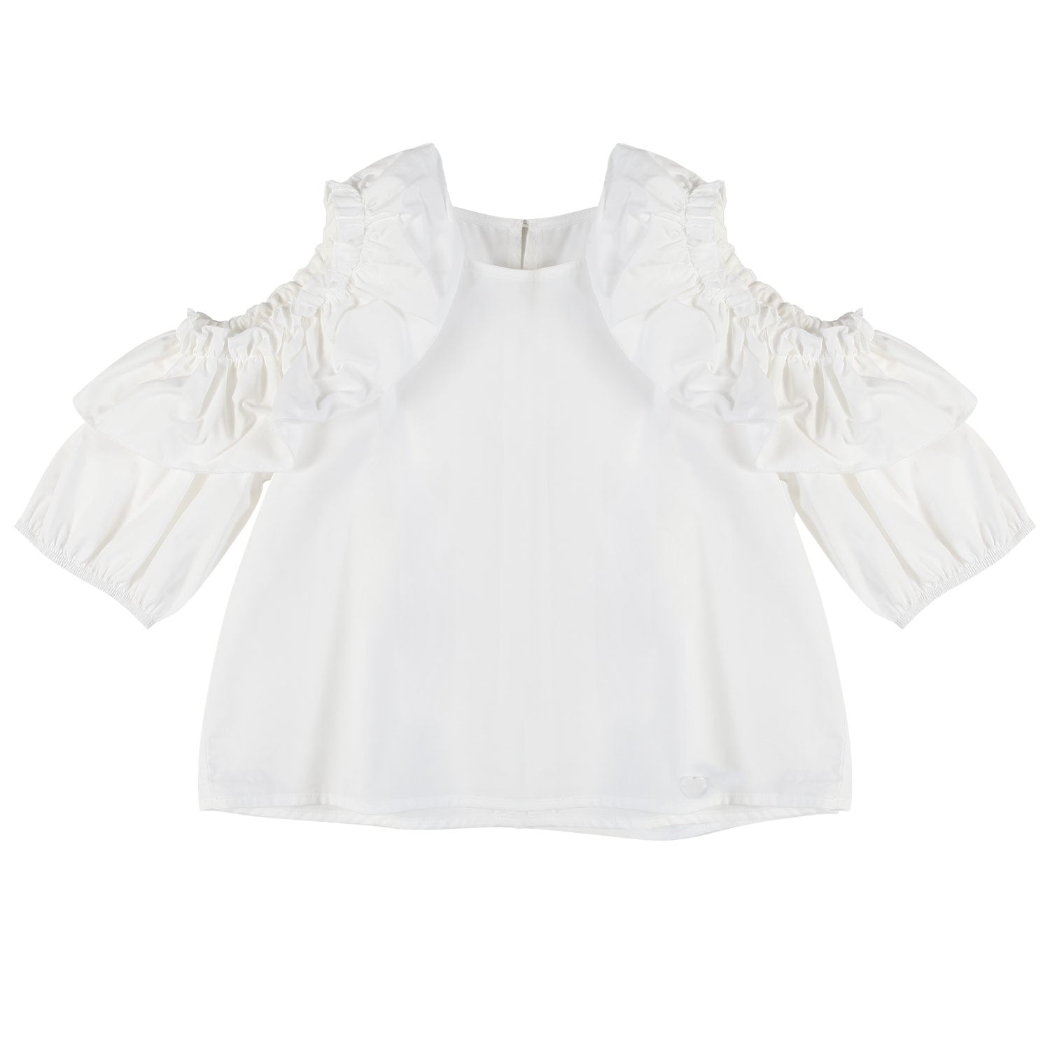 TOP OFF-SHOULDERS BIANCO PANNA CON VOLANTS - annameglio.com abbigliamento moda