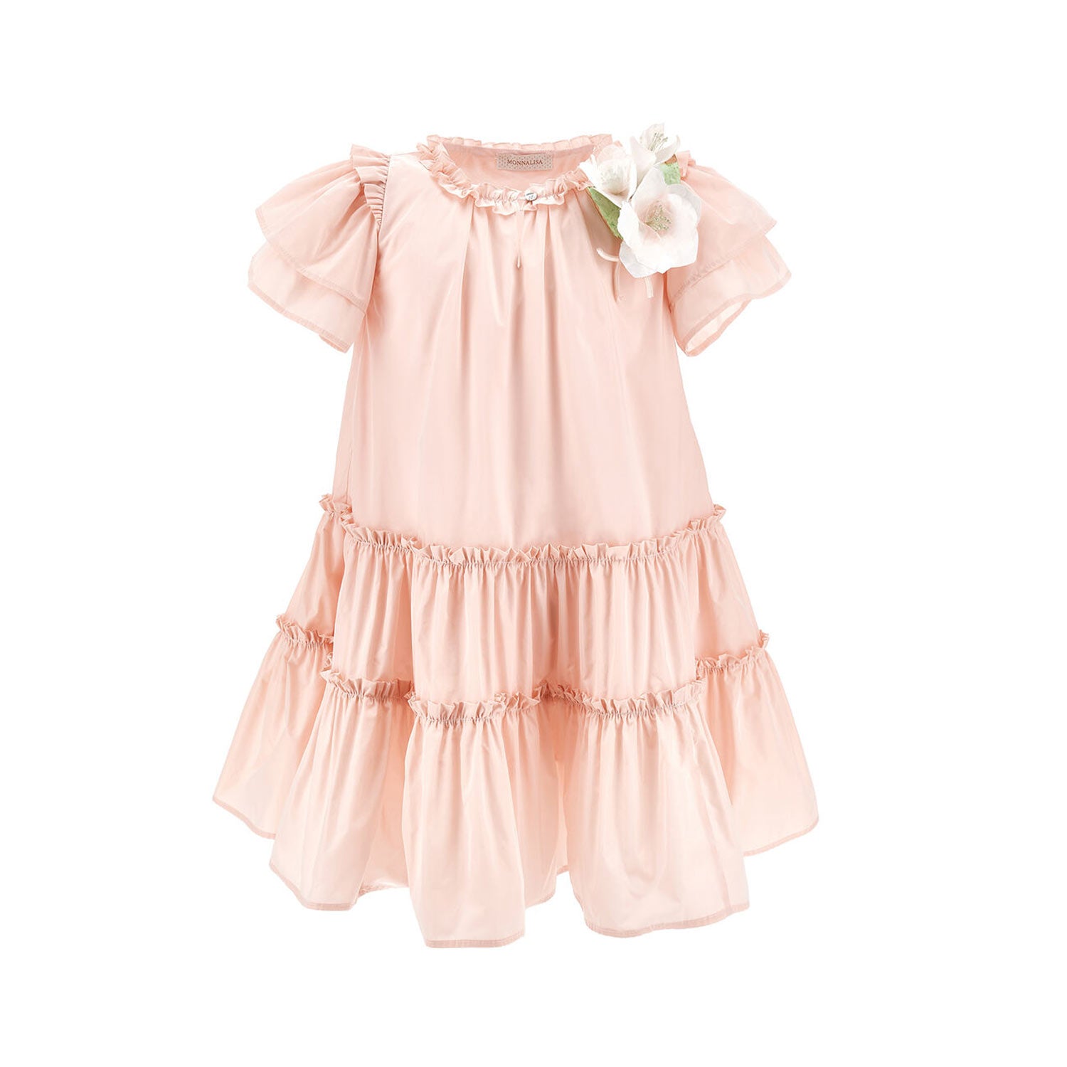 ABITO TAFFETA ROSA ANTICO CON BALZE BAMBINA - annameglio.com abbigliamento moda