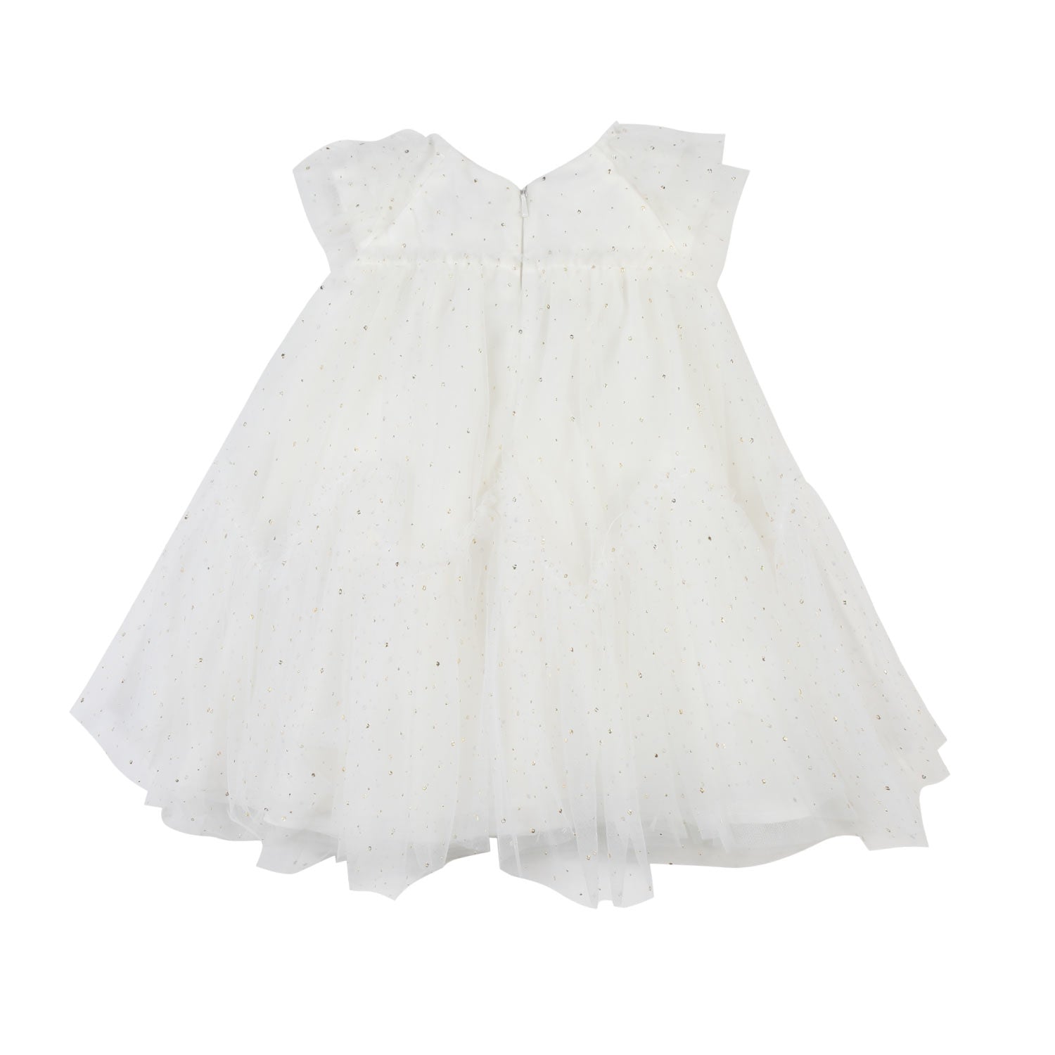 ABITO TULLE BIANCO E ORO CON BALZE A GUGLIA - annameglio.com abbigliamento moda