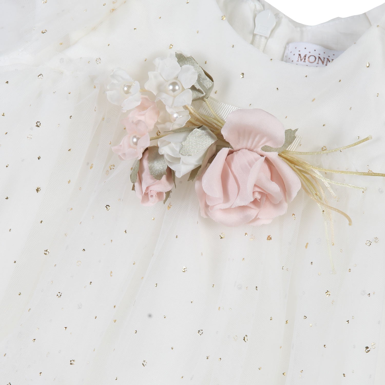 ABITO TULLE BIANCO E ORO CON BALZE A GUGLIA - annameglio.com abbigliamento moda