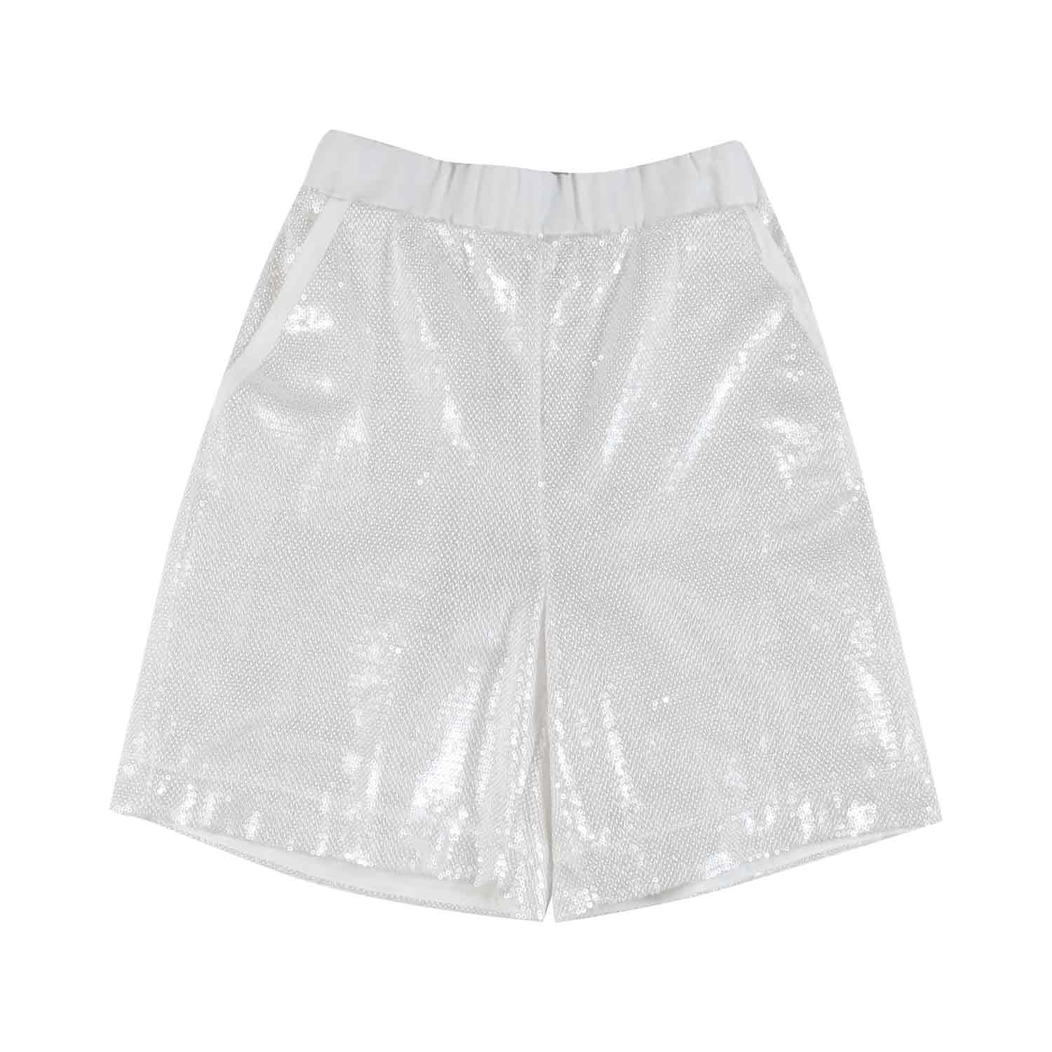 BERMUDA ELEGANTE BIANCO CON PAILLETTES ALL OVER - annameglio.com abbigliamento moda