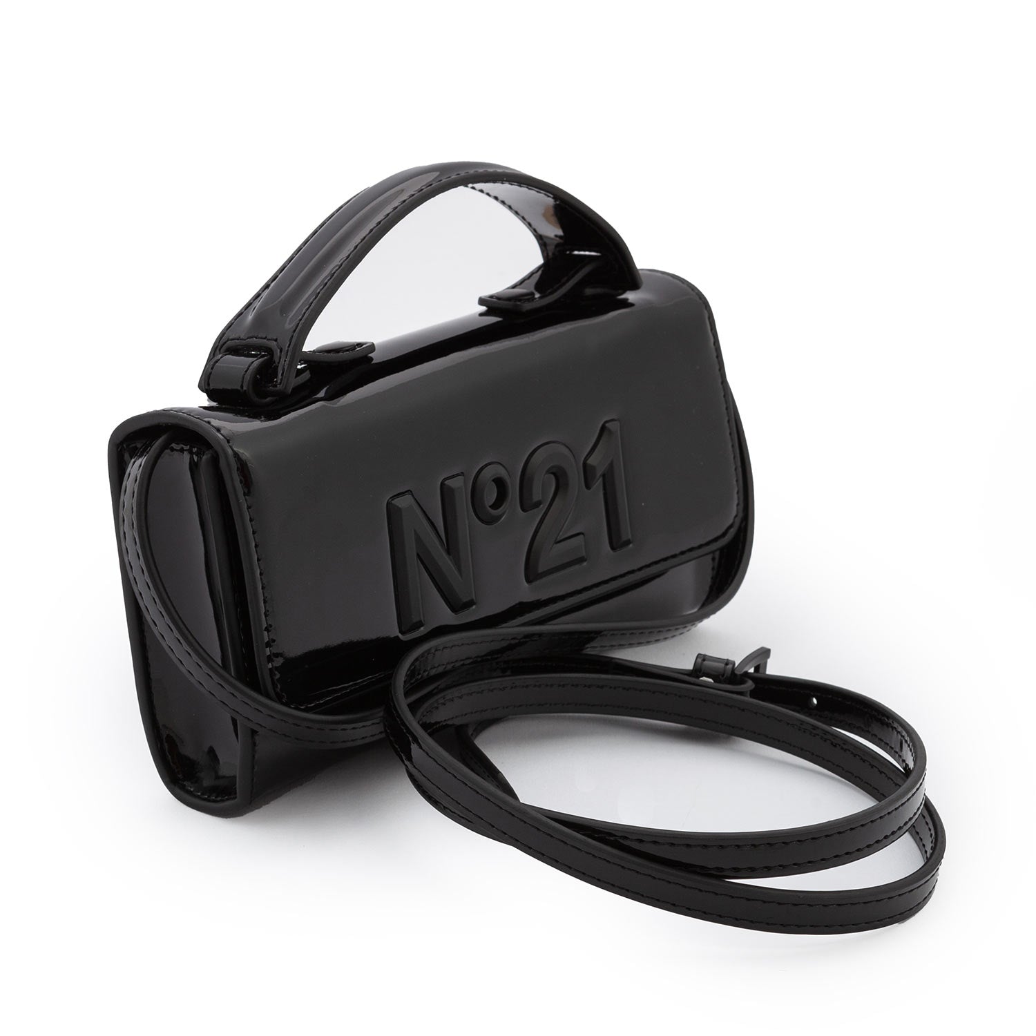 BORSA A TRACOLLA N21 NERO LUCIDO - annameglio.com abbigliamento moda