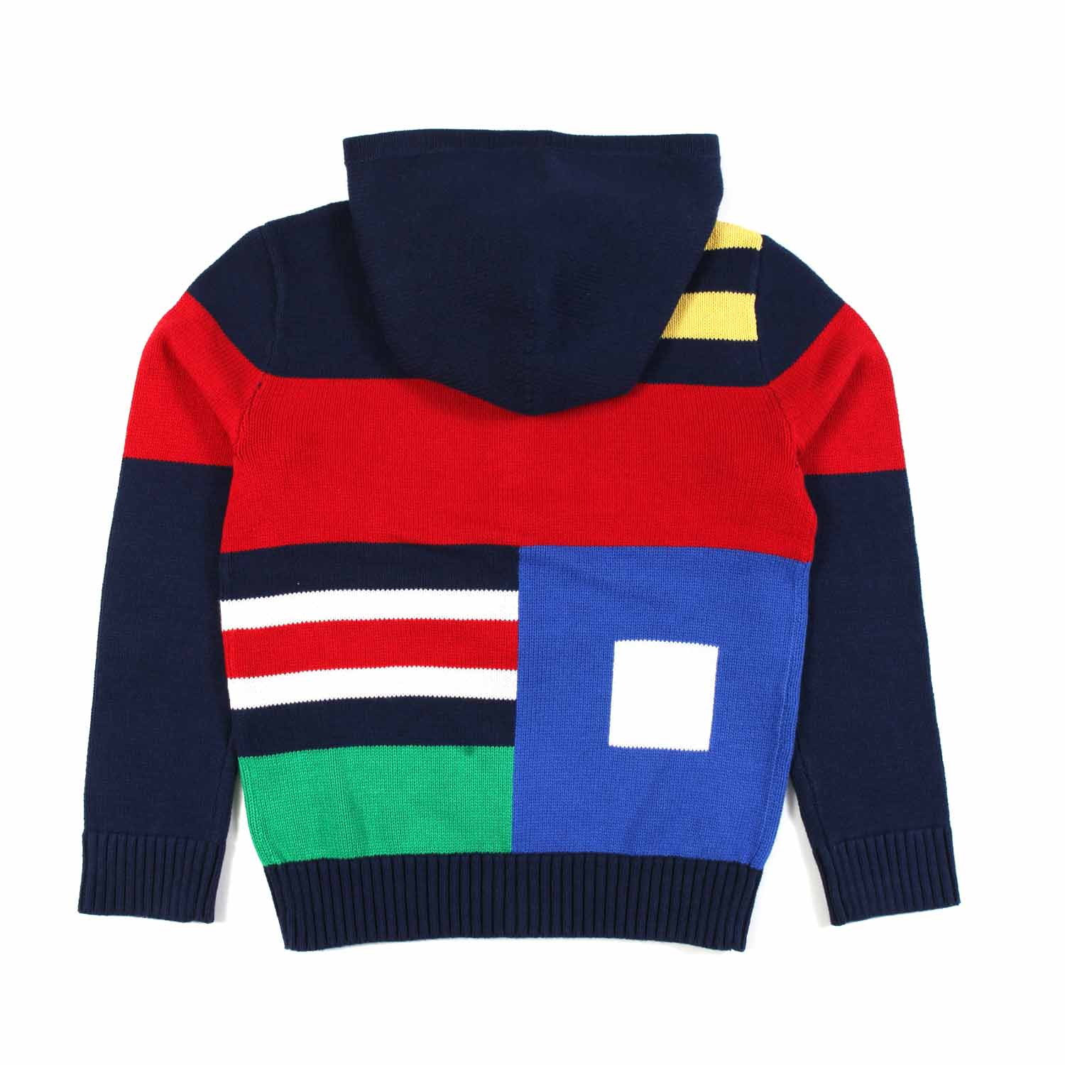 PULLOVER BLU NAVY E MULTICOLOR CON CAPPUCCIO E ZIP - annameglio.com abbigliamento moda