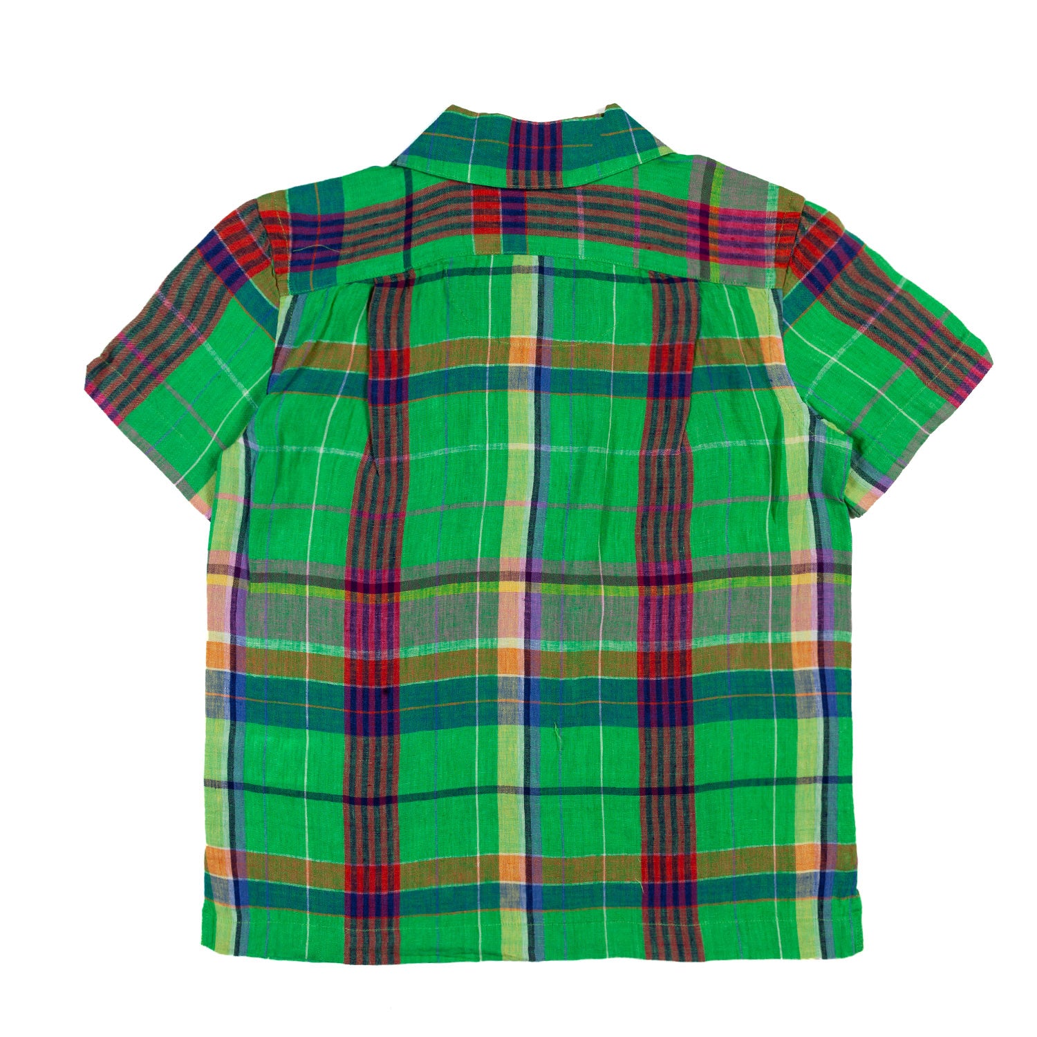 CAMICIA LINO MANICA CORTA VERDE TARTAN - annameglio.com abbigliamento moda