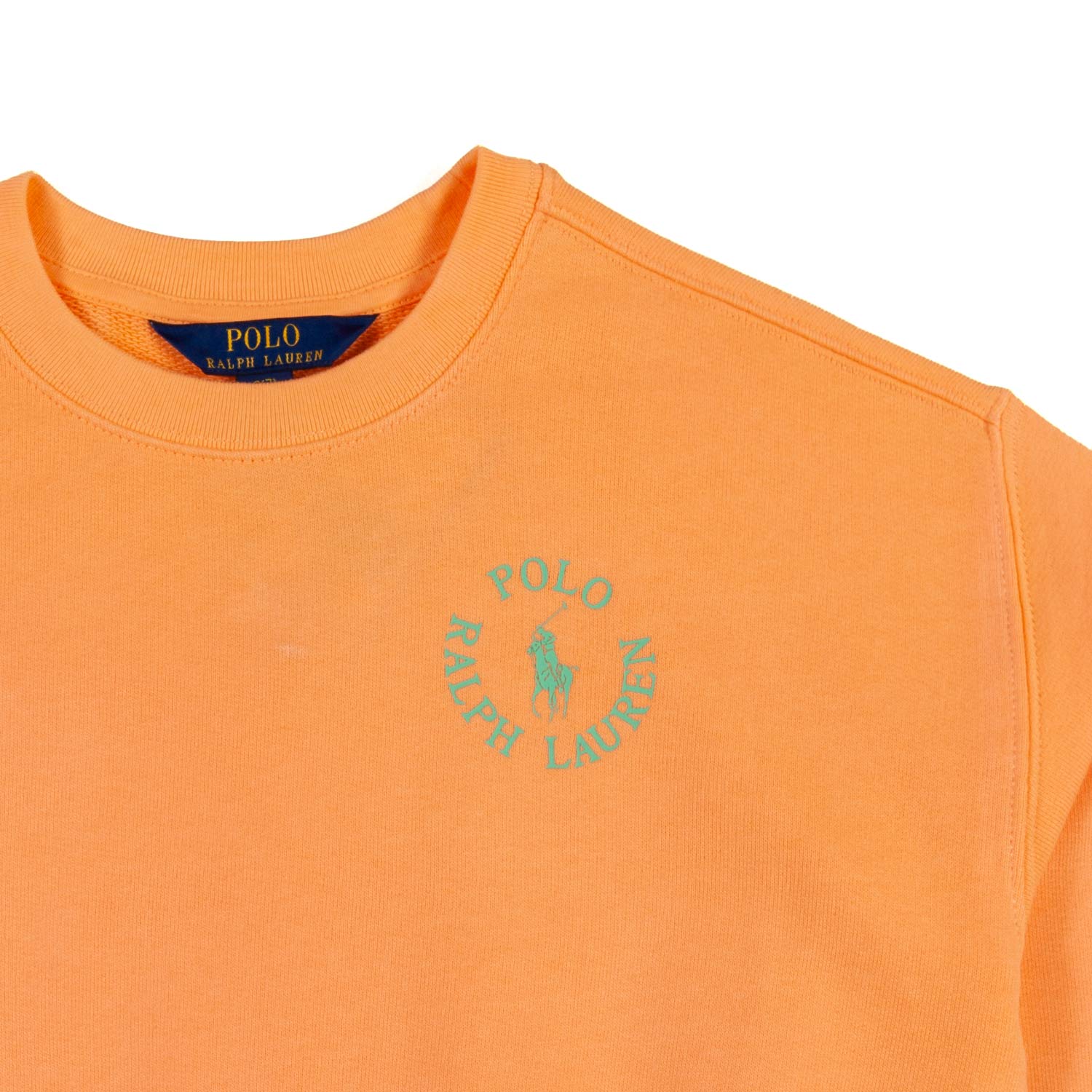 FELPA RL ARANCIONE CON LOGO VERDE BAMBINA TEENAGER - annameglio.com abbigliamento moda